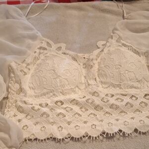Flying Tomato Lace Bralette in White
